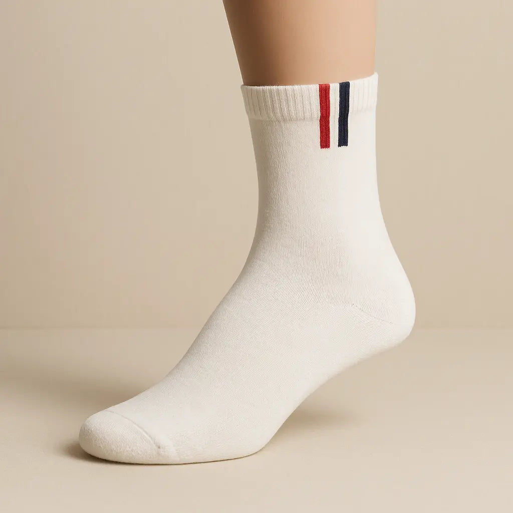 Chaussettes Homme France Mollet Coton Blanc sur pied mannequin
