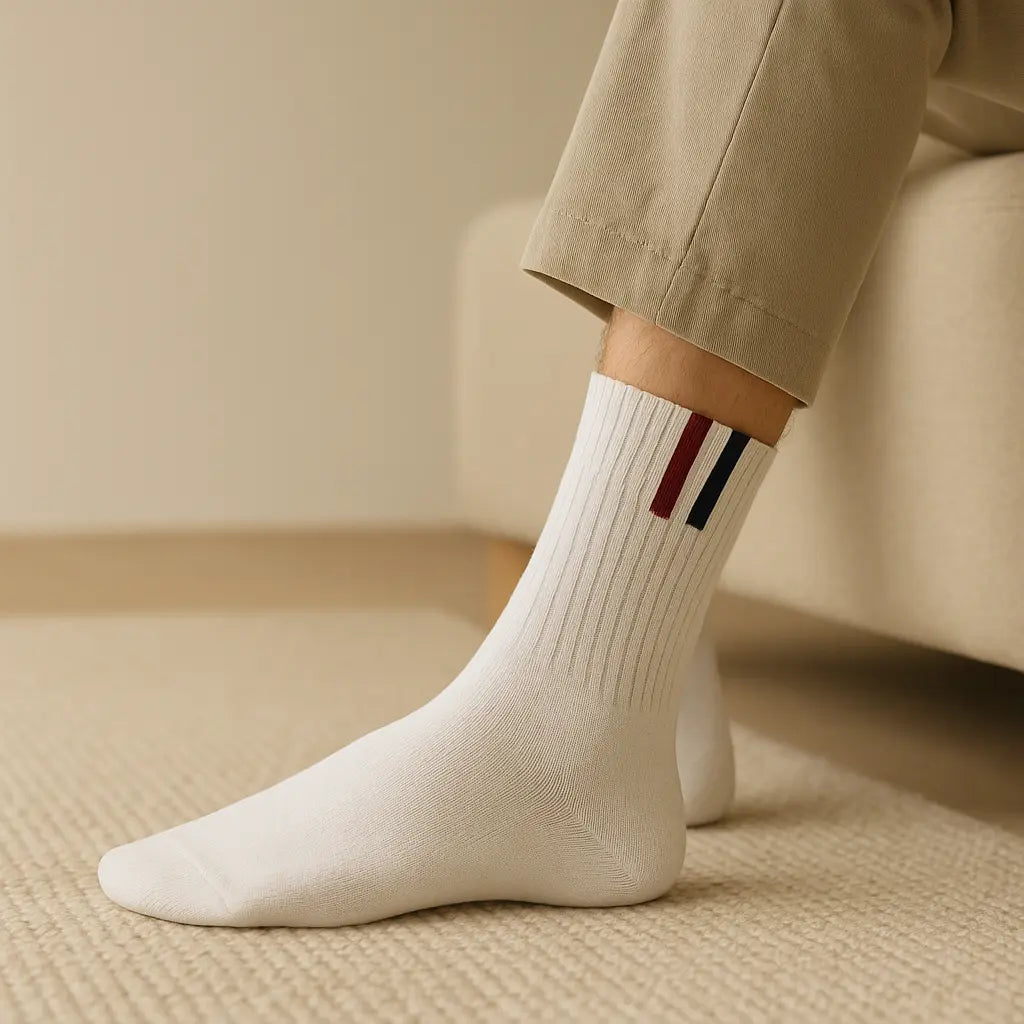 Chaussettes Homme France Mollet Coton Blanc en situation