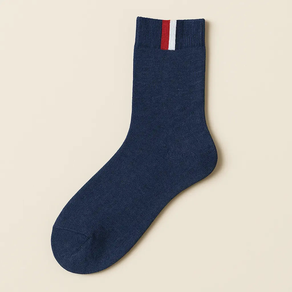 Chaussettes hommes France mollet coton bleu marine vue à plat