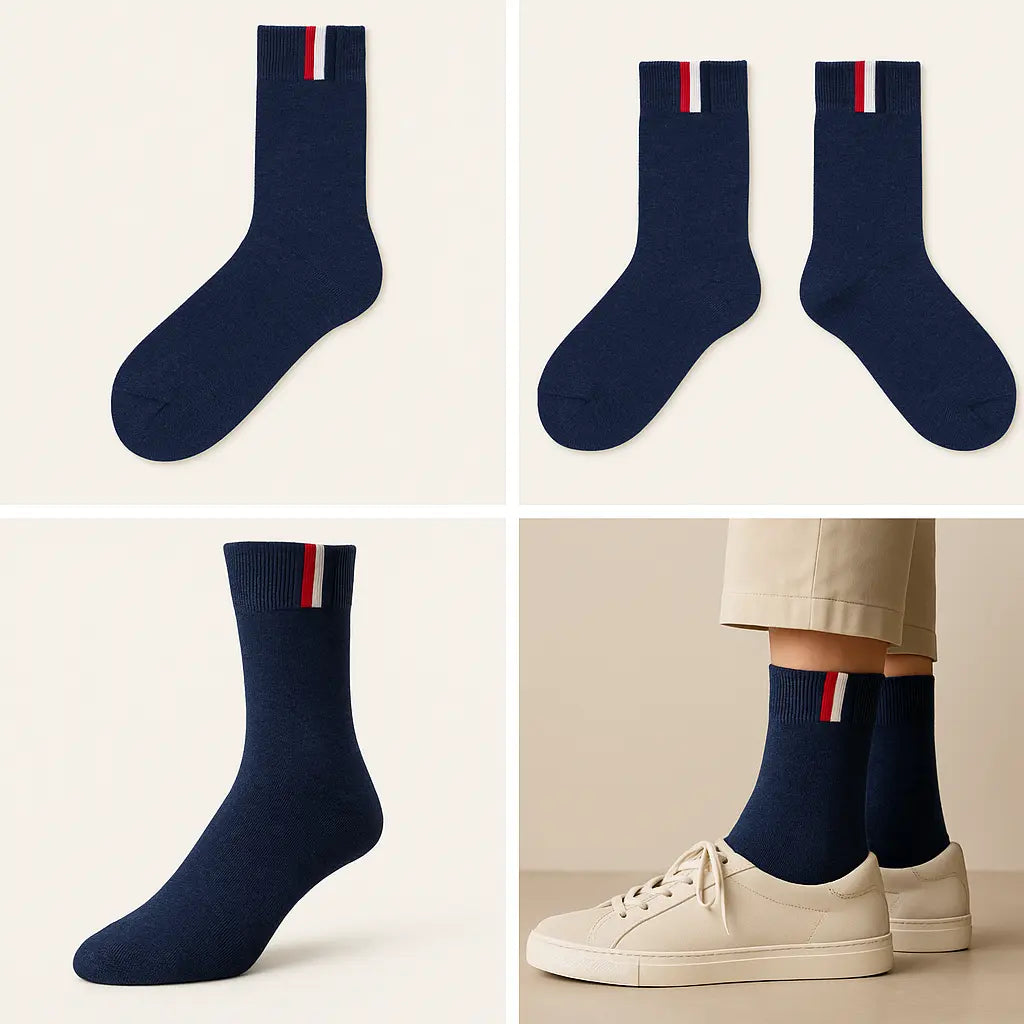 Chaussettes hommes France mollet coton bleu marine galerie produit