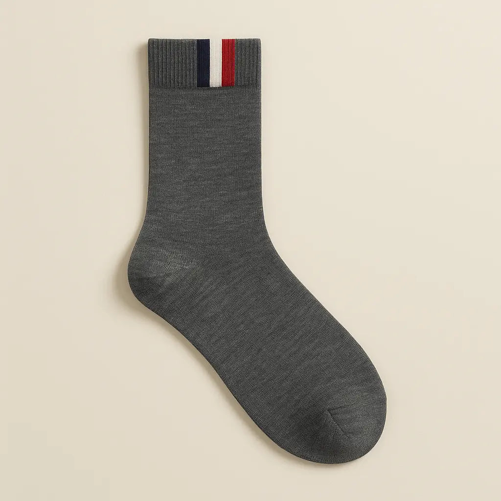 Chaussettes hommes France mollet coton gris foncé vue à plat
