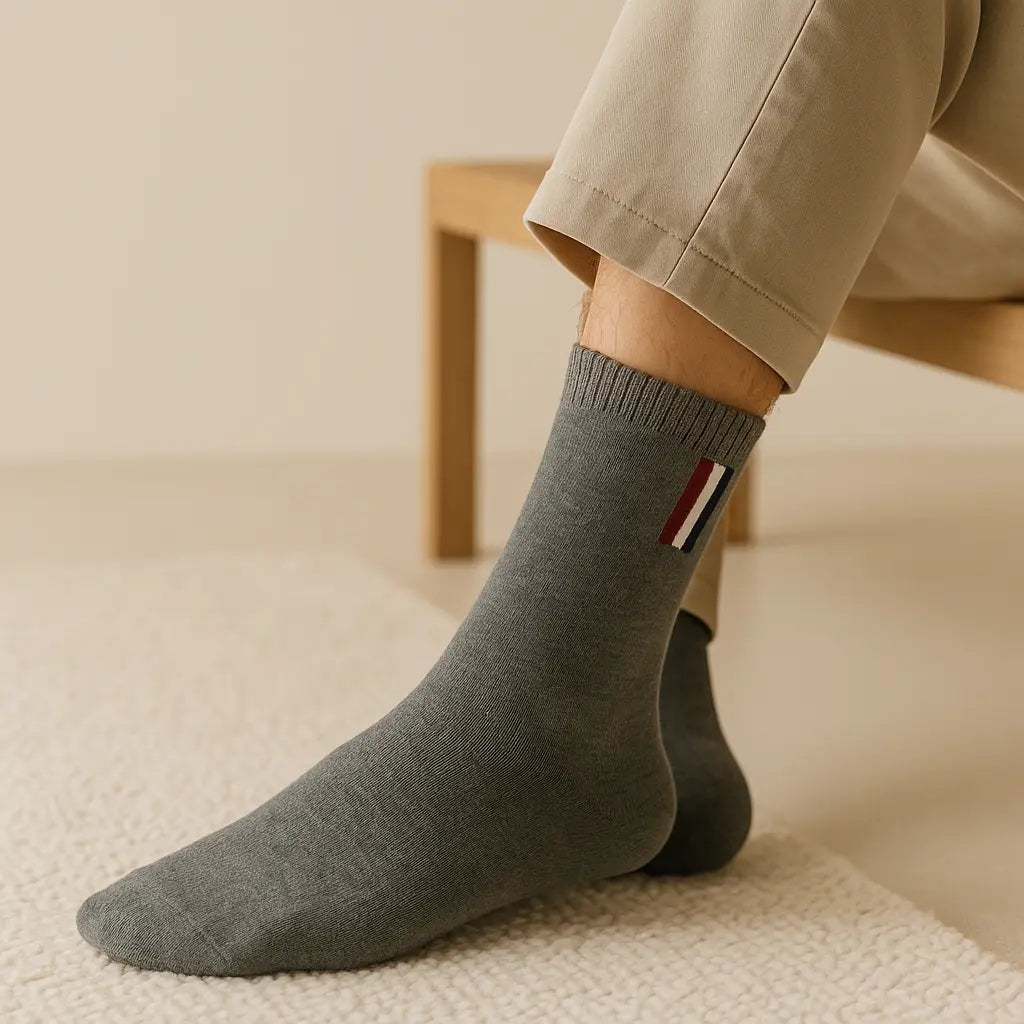 Chaussettes hommes France mollet coton gris foncé en situation