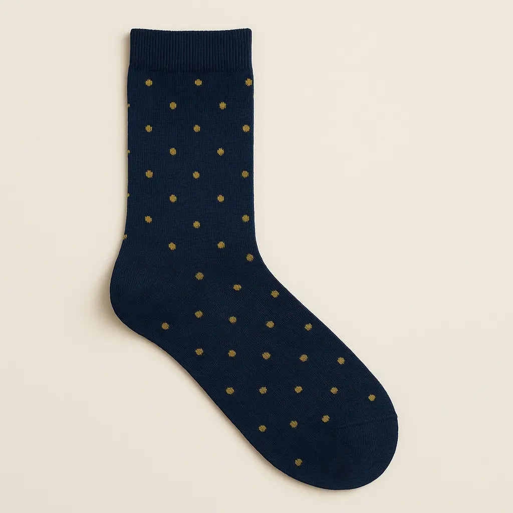 Chaussettes homme Pois bleu marine en coton mollet vue à plat