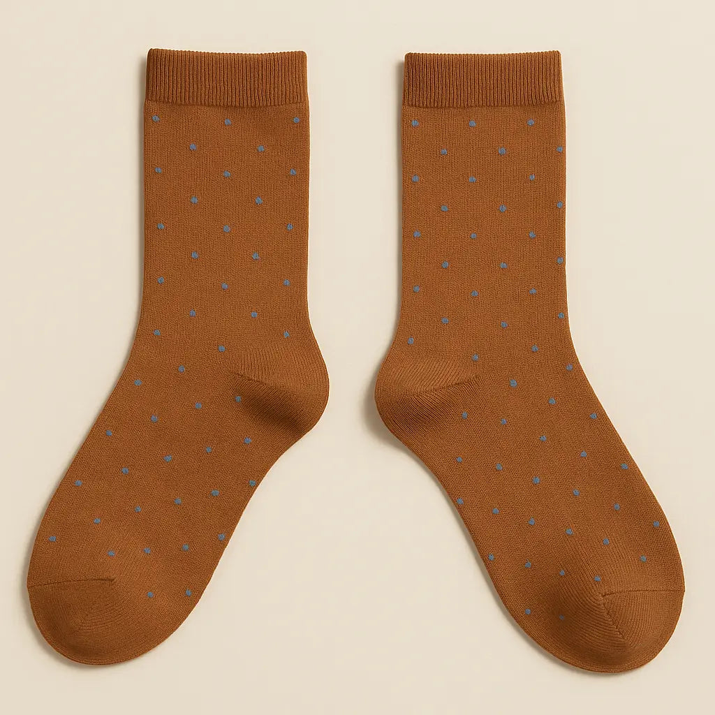 Chaussettes hommes Pois orange coton mi-mollet paire