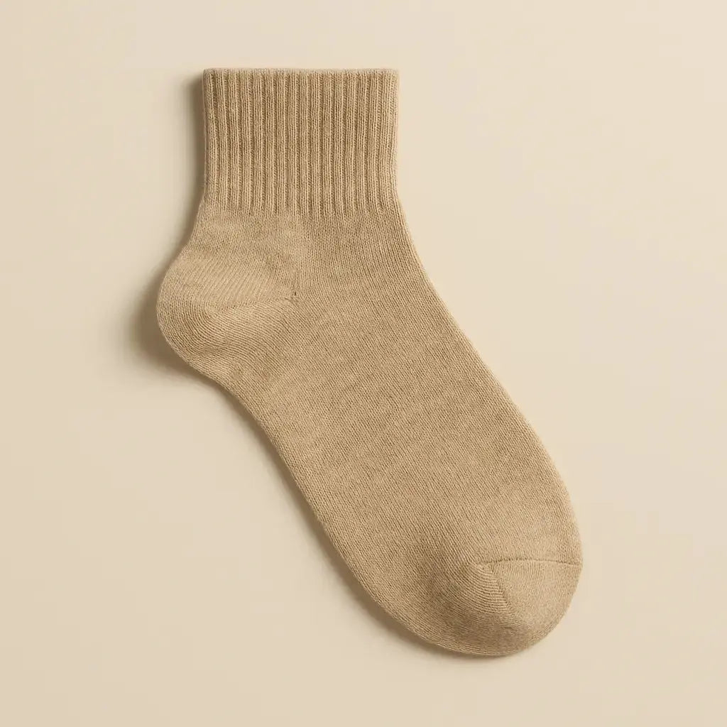 Chaussettes homme courtes beige en coton vue à plat
