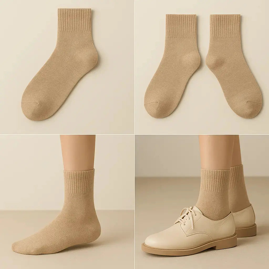 Chaussettes homme courtes beige en coton galerie produit