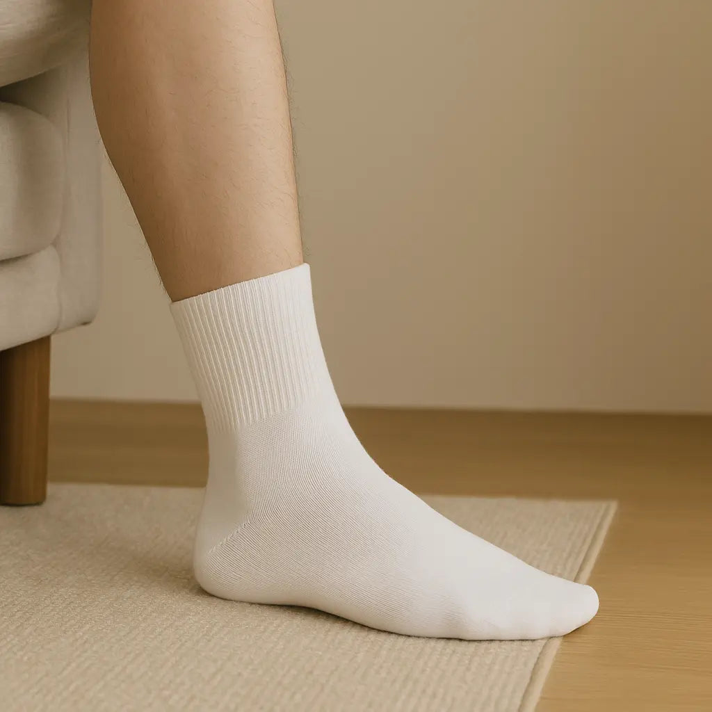 Chaussettes hommes courtes en coton blanc SOXX en situation