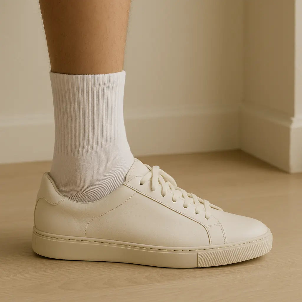 Chaussettes hommes courtes en coton blanc SOXX avec chaussures