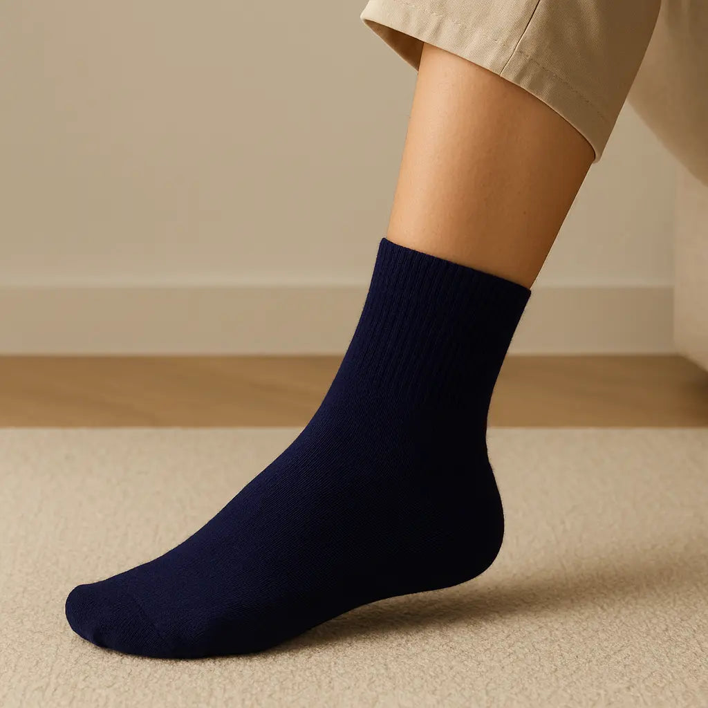 Chaussettes hommes courtes bleu marine en coton en situation