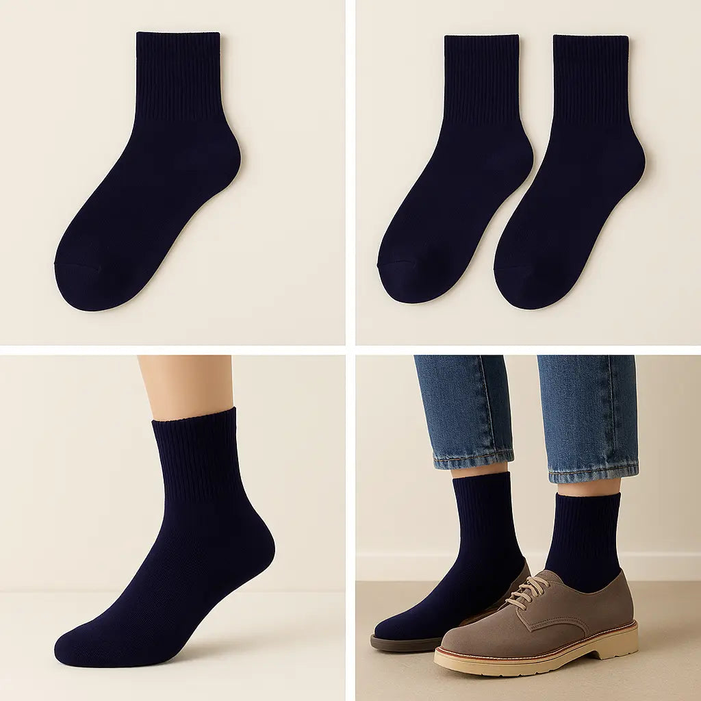 Chaussettes hommes courtes bleu marine en coton galerie produit