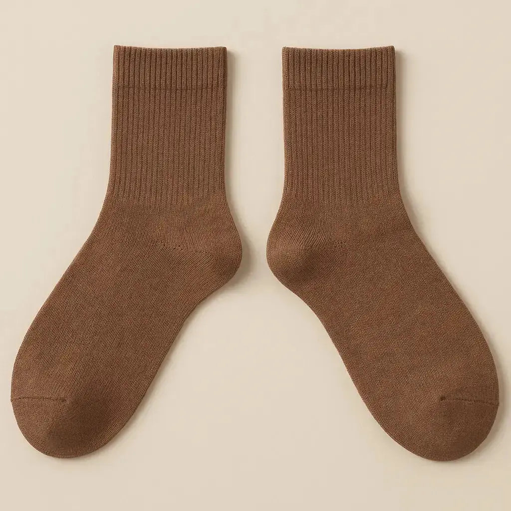 Chaussettes homme courtes marron en coton paire