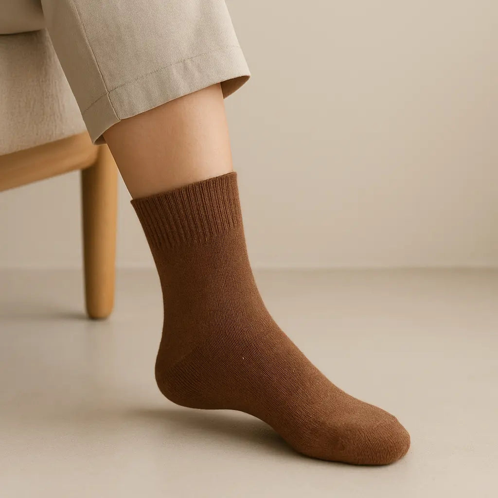 Chaussettes homme courtes marron en coton en situation
