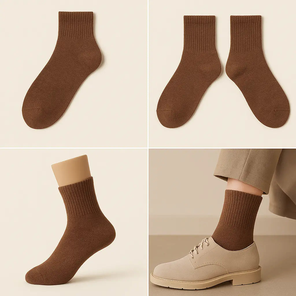 Chaussettes homme courtes marron en coton galerie produit