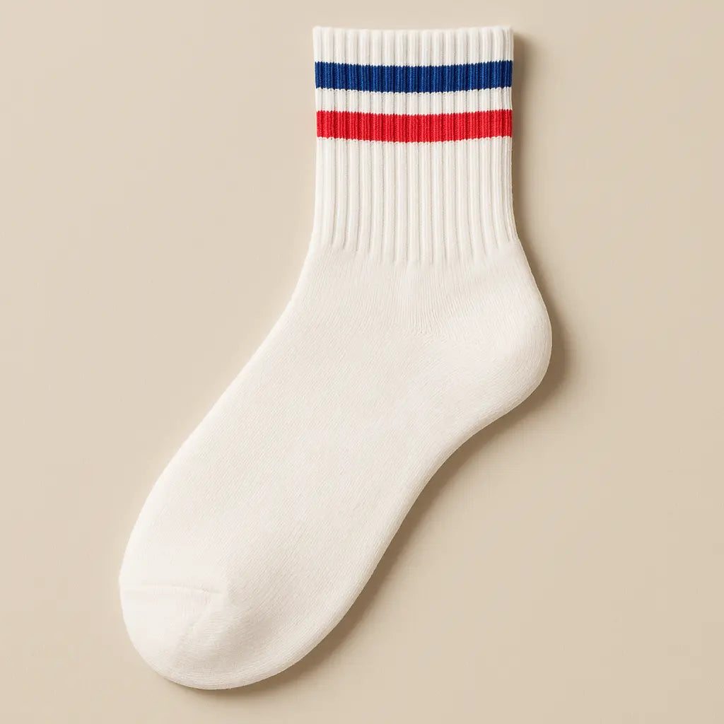 Chaussettes hommes courtes en coton blanches vue à plat