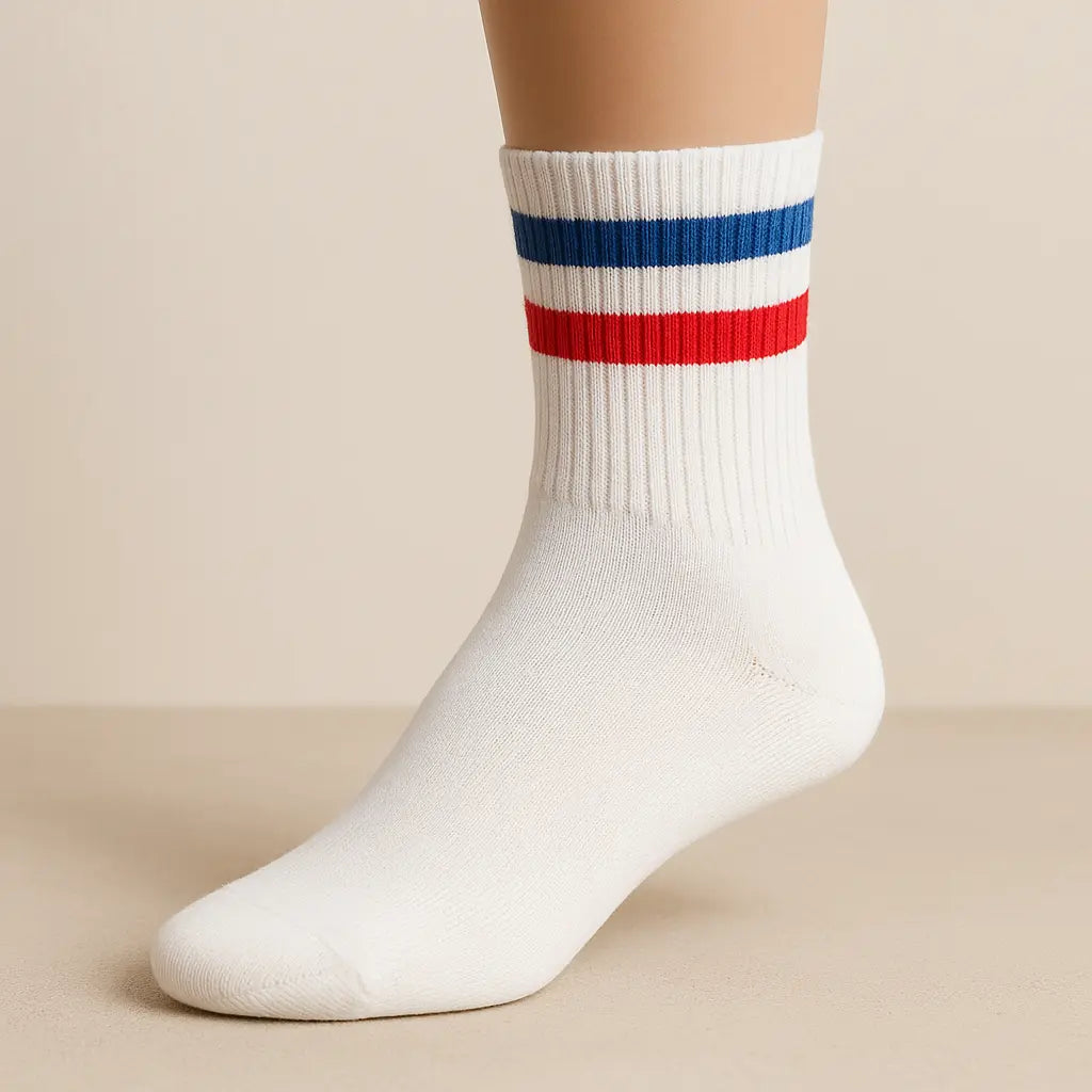 Chaussettes hommes courtes en coton blanches sur pied mannequin