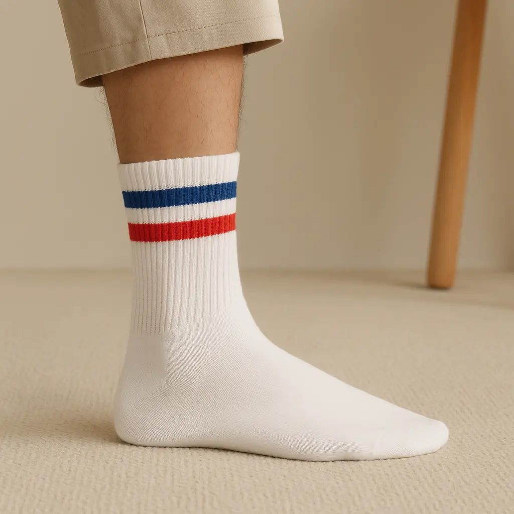 Chaussettes hommes courtes en coton blanches en situation