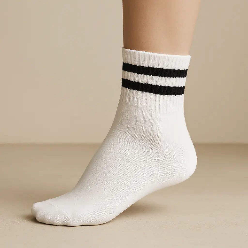 Chaussettes hommes courtes en coton blanc sur pied mannequin