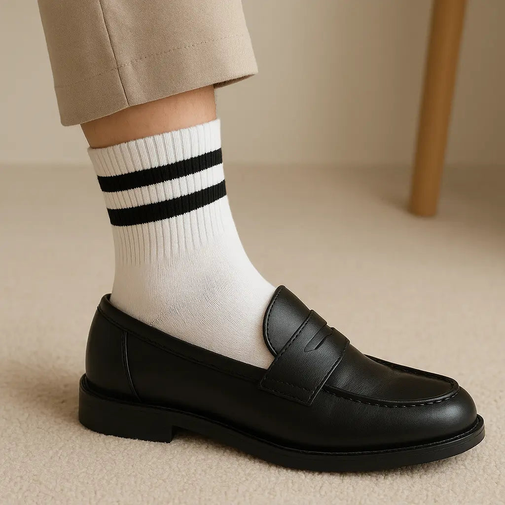 Chaussettes hommes courtes en coton blanc en situation
