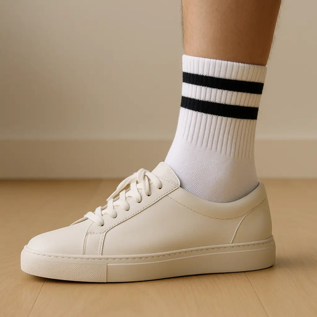 Chaussettes hommes courtes en coton blanc avec chaussures