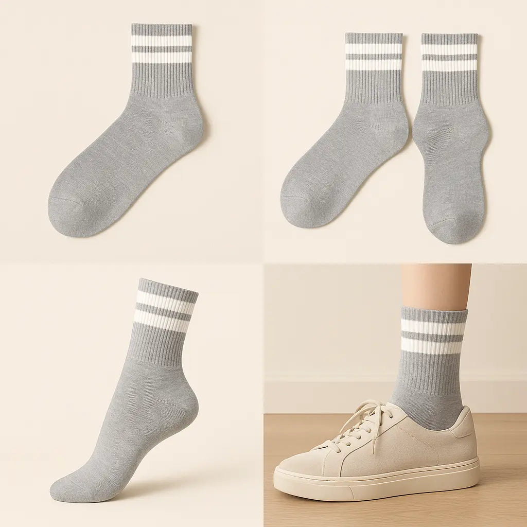Chaussettes homme courtes en coton gris clair galerie produit