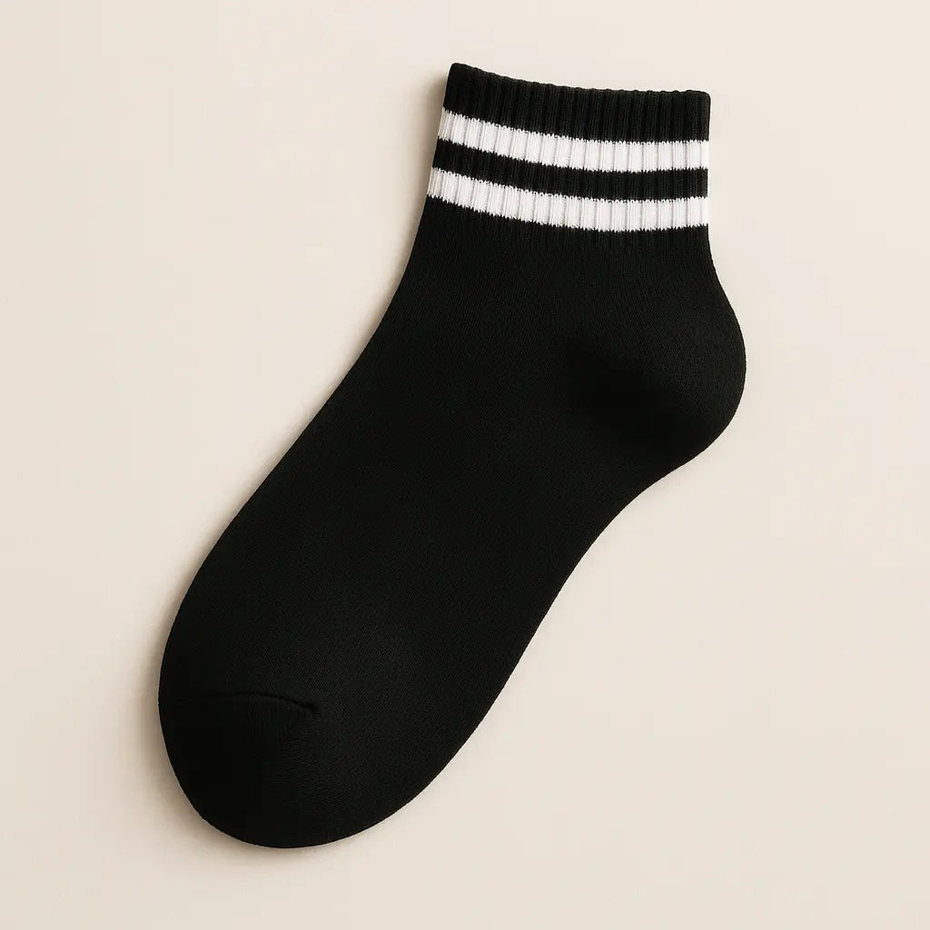 Chaussettes homme courtes en coton noir SOXX vue à plat