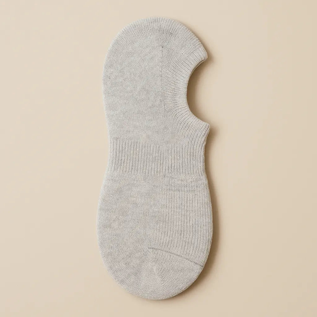Chaussettes hommes socquettes gris clair en coton vue à plat
