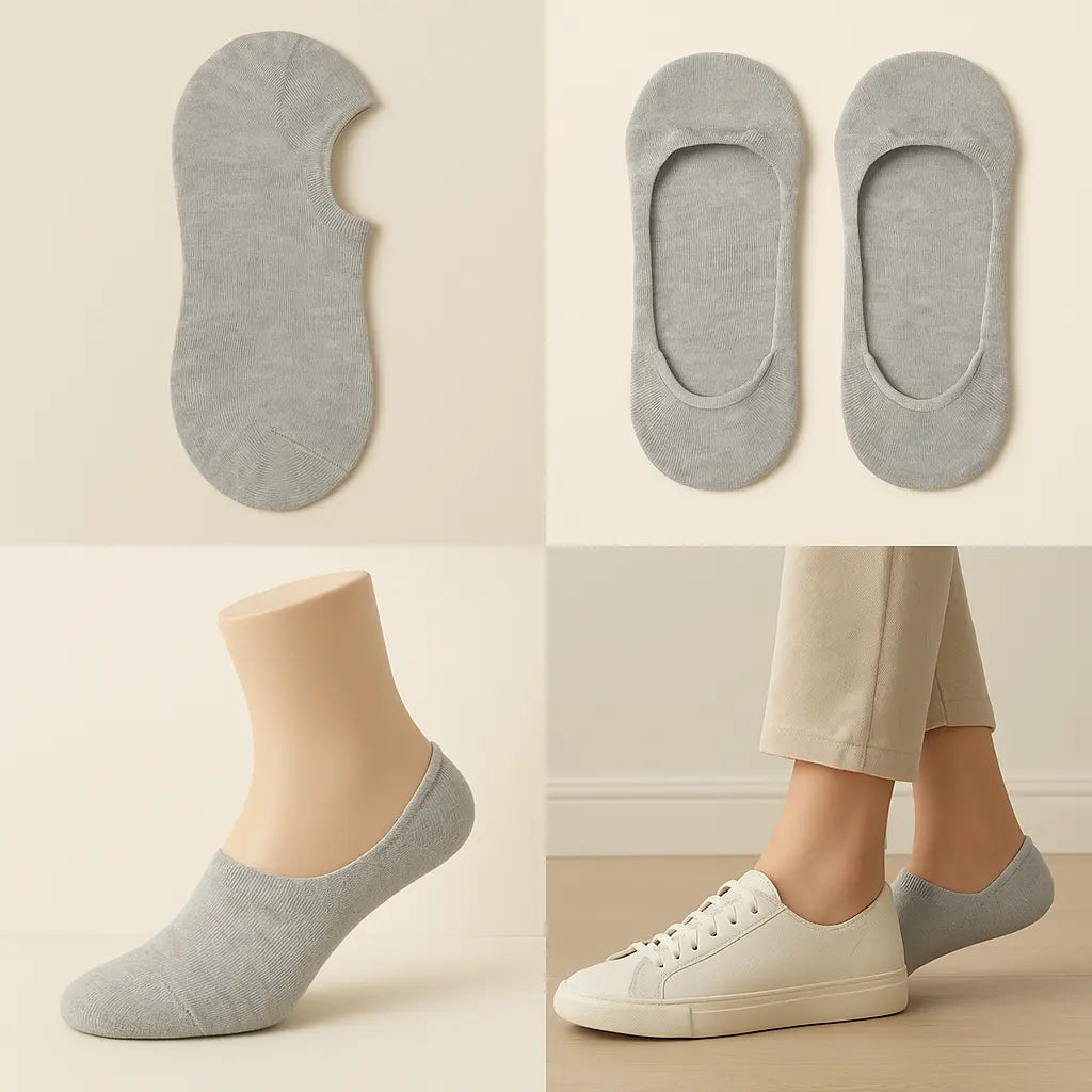 Chaussettes hommes socquettes gris clair en coton galerie produit