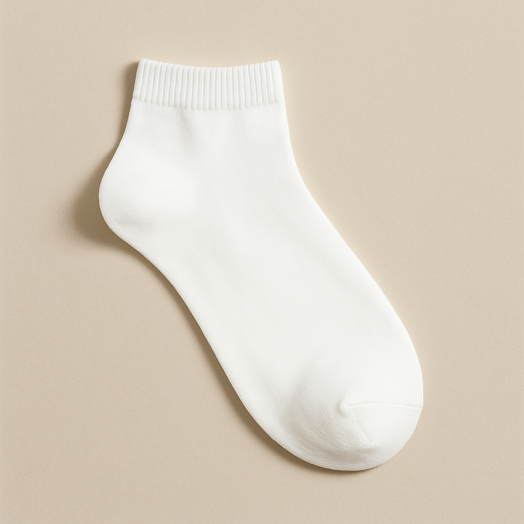 Chaussettes homme courtes blanches en coton Socquettes vue à plat
