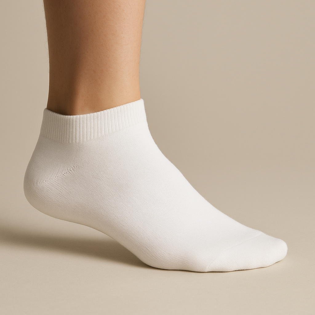 Chaussettes homme courtes blanches en coton Socquettes sur pied mannequin