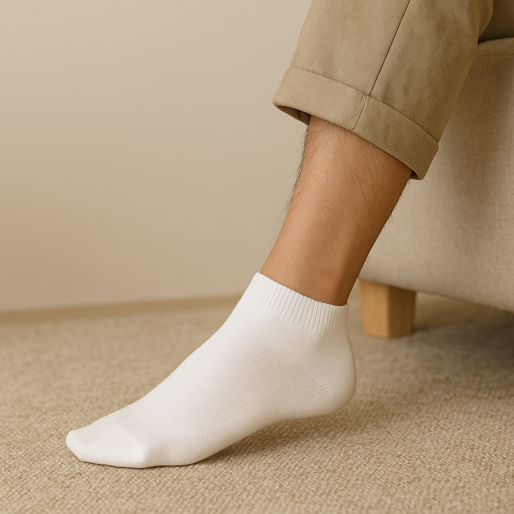 Chaussettes homme courtes blanches en coton Socquettes en situation