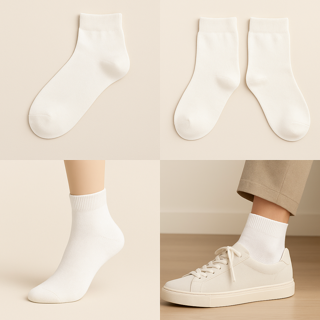 Chaussettes homme courtes blanches en coton Socquettes galerie produit