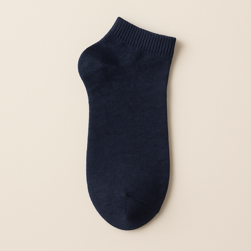 Chaussettes hommes court bleu marine en coton socquette vue à plat
