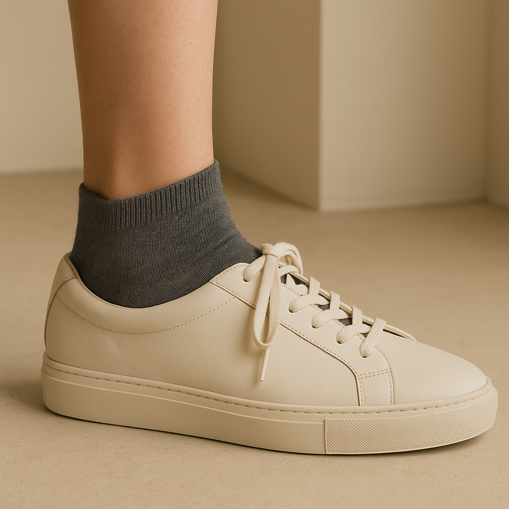 Chaussettes hommes court gris foncé en coton socquette avec chaussures