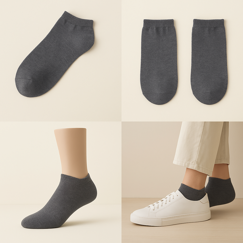 Chaussettes hommes court gris foncé en coton socquette galerie produit