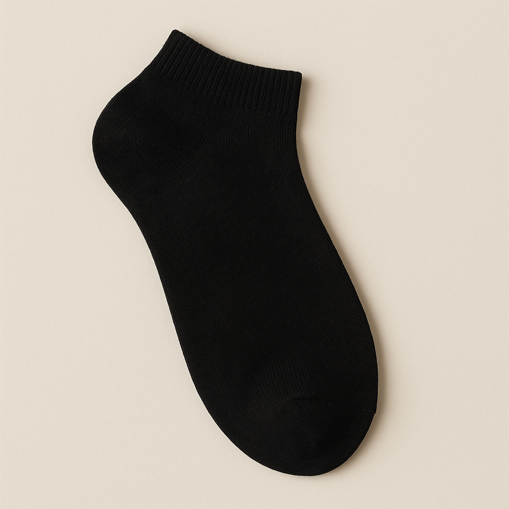 Chaussettes hommes courtes noires en coton socquette vue à plat
