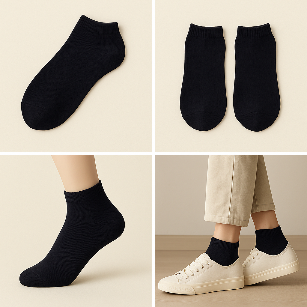 Chaussettes hommes courtes noires en coton socquette galerie produit