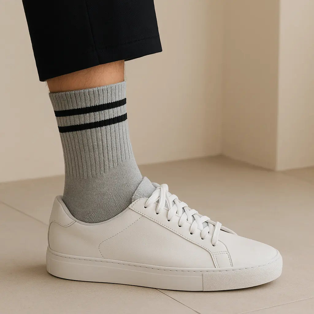 Chaussettes hommes sport mollet en coton gris clair