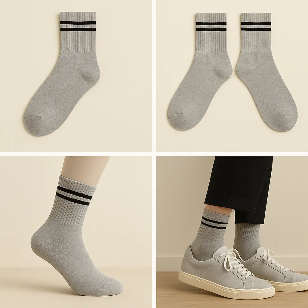 Chaussettes hommes sport mollet en coton gris clair