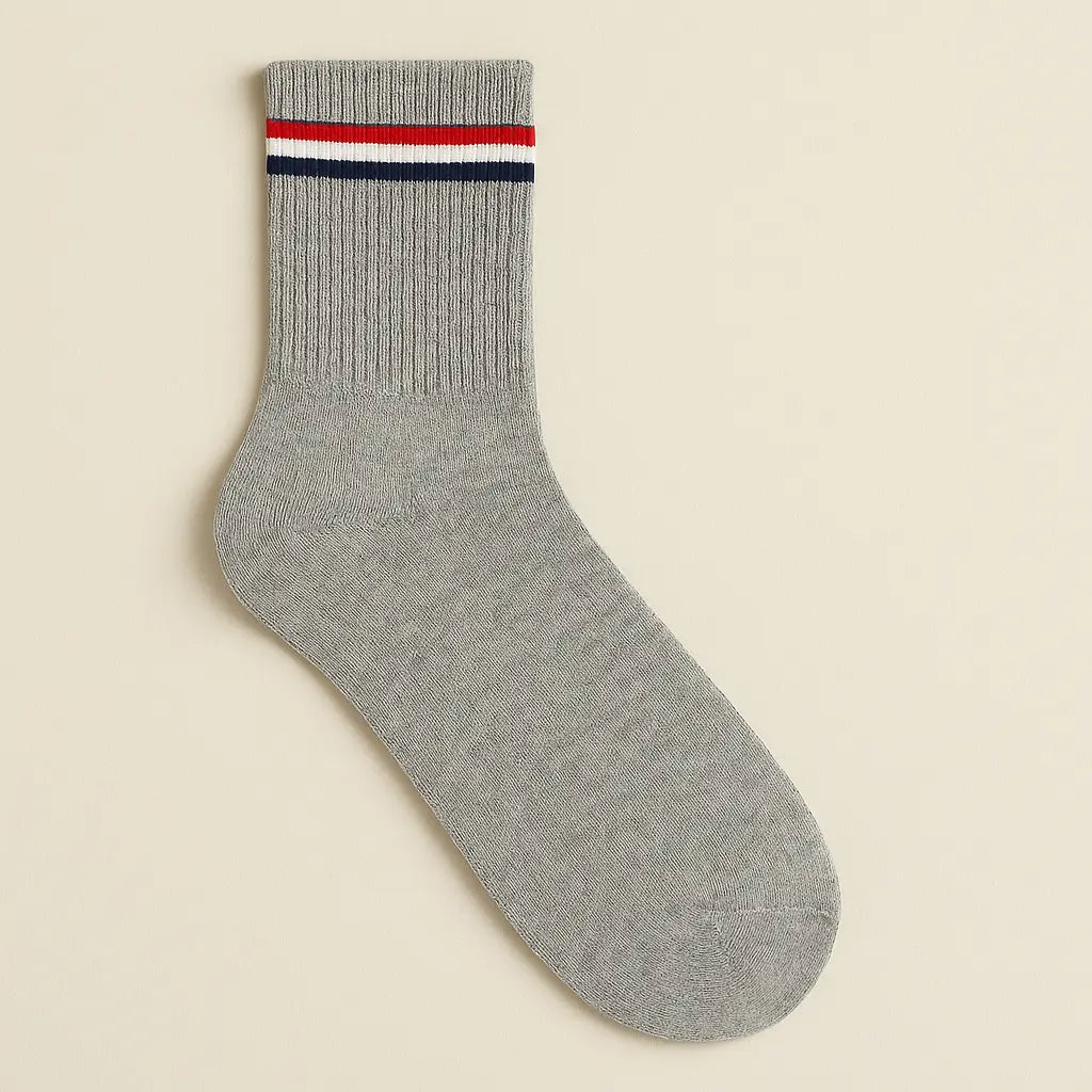 Chaussettes homme sport mollet en coton gris clair vue à plat