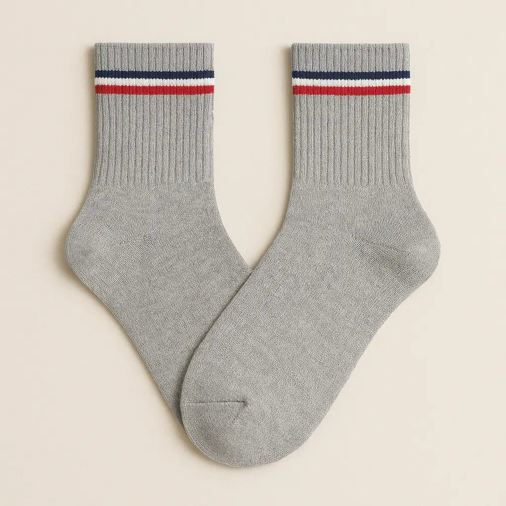 Chaussettes homme sport mollet en coton gris clair paire