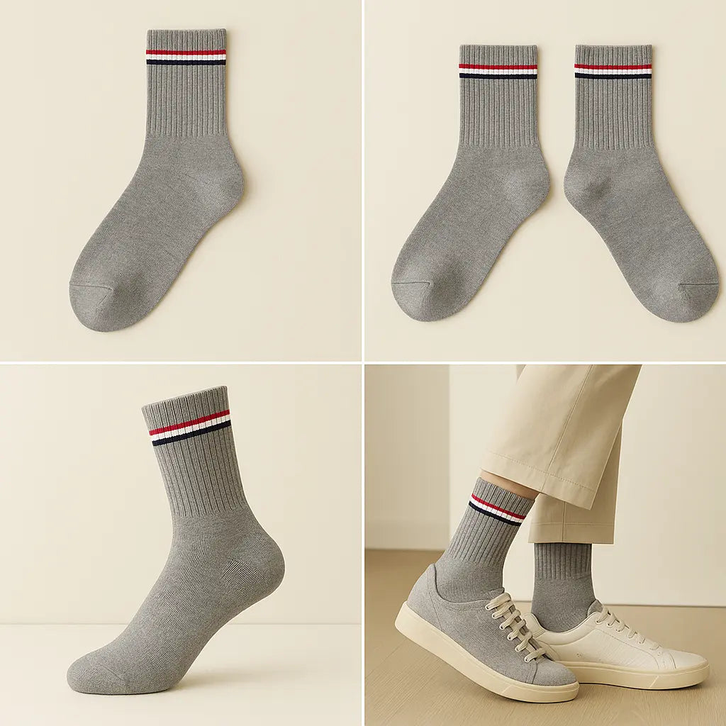 Chaussettes homme sport mollet en coton gris clair galerie produit