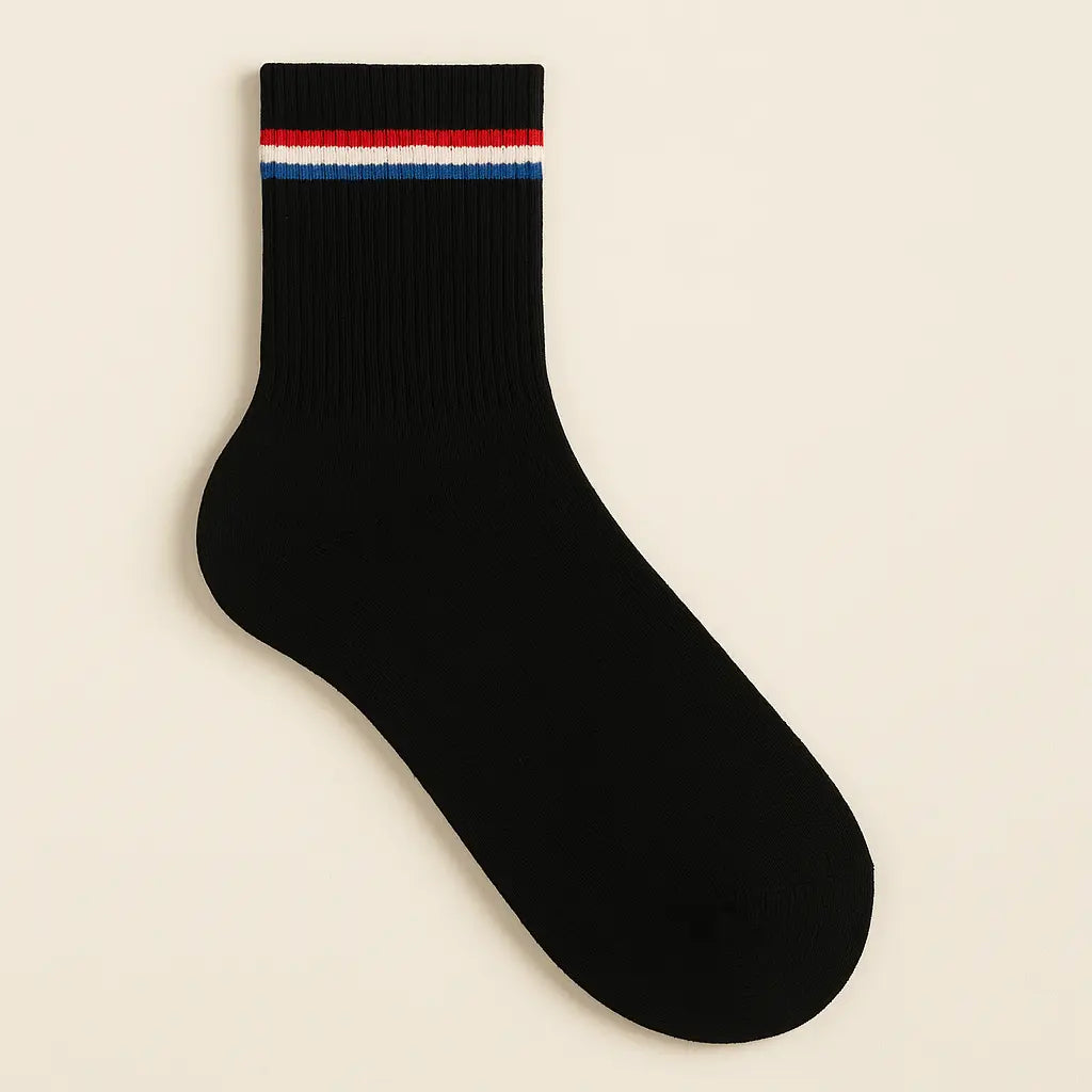 Chaussettes Hommes Sport Mollet Coton Noir vue à plat