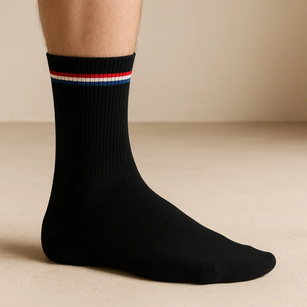 Chaussettes Hommes Sport Mollet Coton Noir en situation