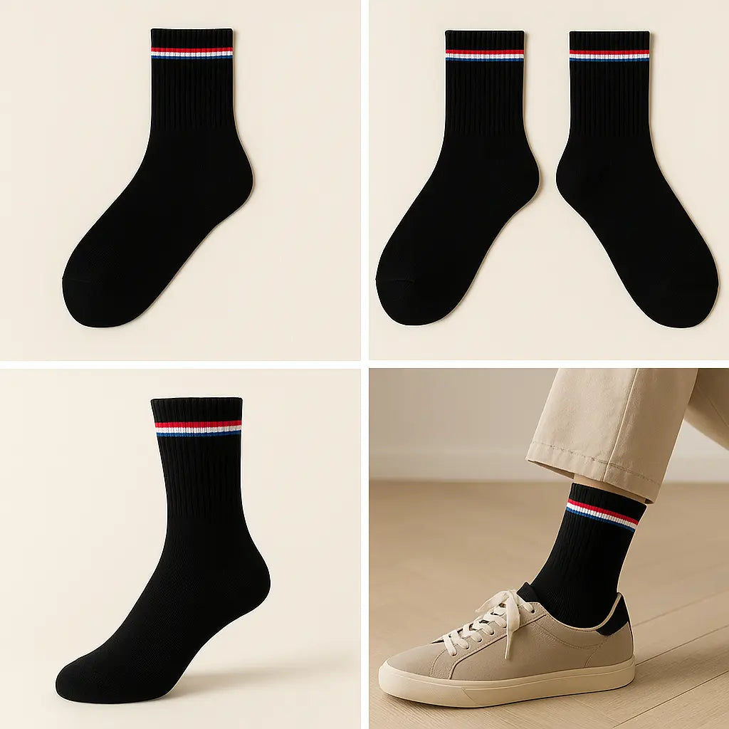 Chaussettes Hommes Sport Mollet Coton Noir galerie produit