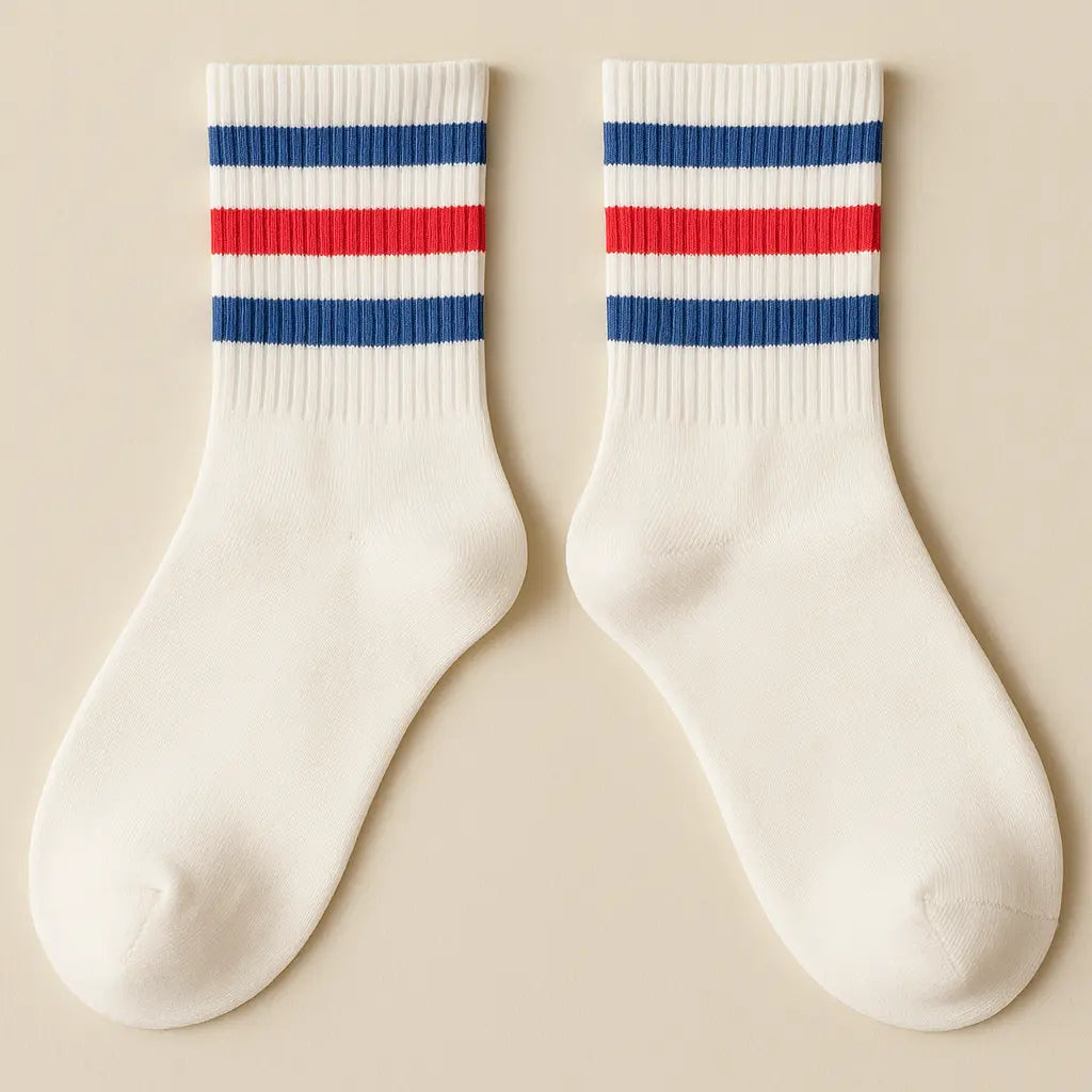 Chaussettes hommes sport mi-mollet en coton blanc paire