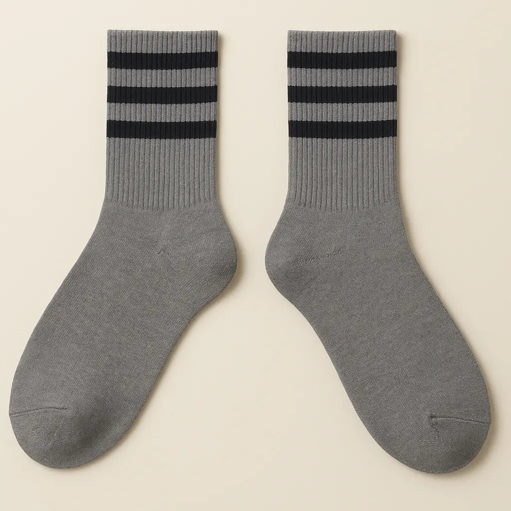 Chaussettes hommes sport mi-mollet coton gris foncé paire