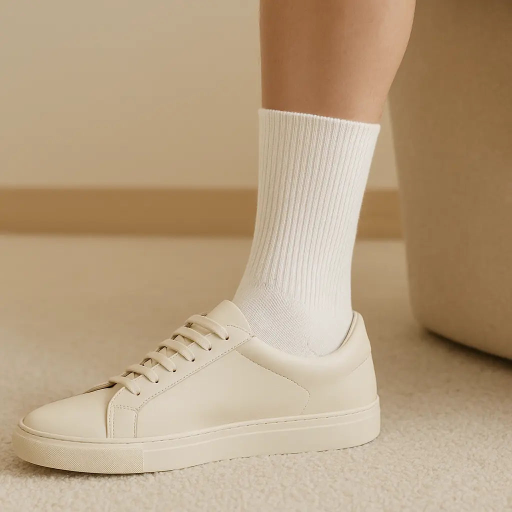 Chaussettes Homme Sport Mi-mollet Coton Blanc en situation