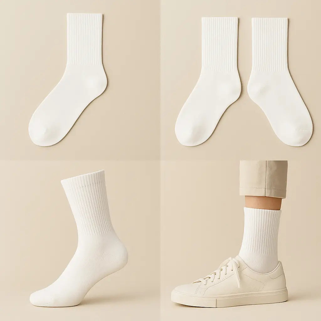 Chaussettes Homme Sport Mi-mollet Coton Blanc galerie produit