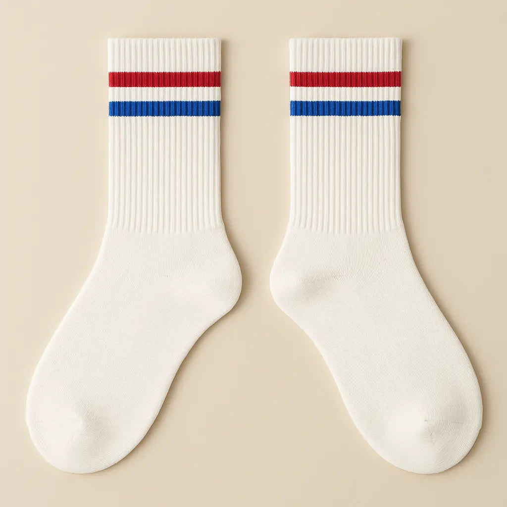 Chaussettes hommes sport mi-mollet coton blanches paire