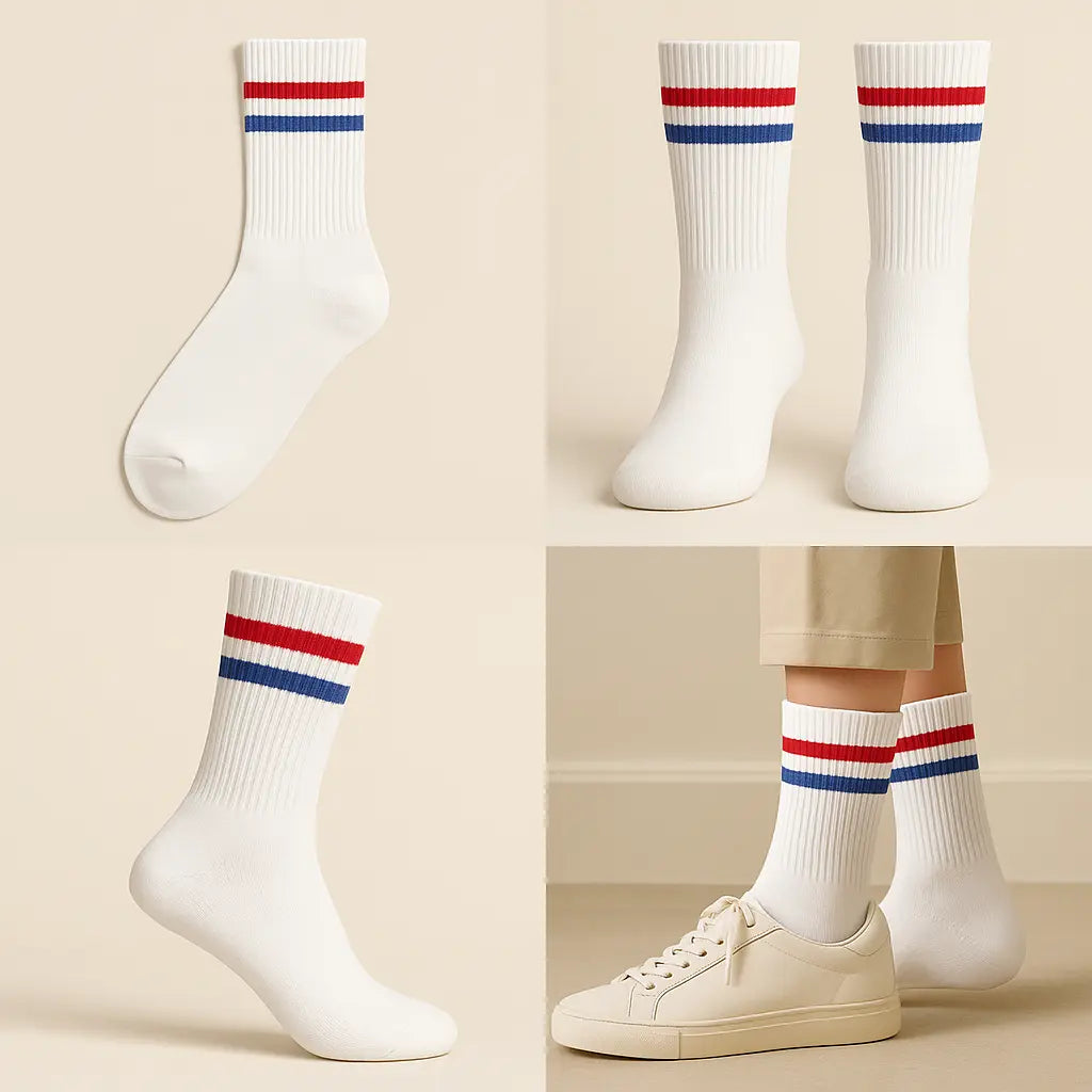 Chaussettes hommes sport mi-mollet coton blanches galerie produit
